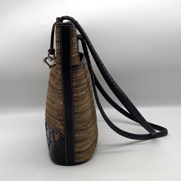 Brighton Caroline Brown Leather & Tweed Bucket Bag - Picture 4 of 12